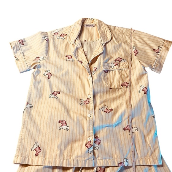 Baleno Women’s Blush and Maroon Pajama Set with Vintage-Inspired Dog Design SZ S - Picture 6 of 11